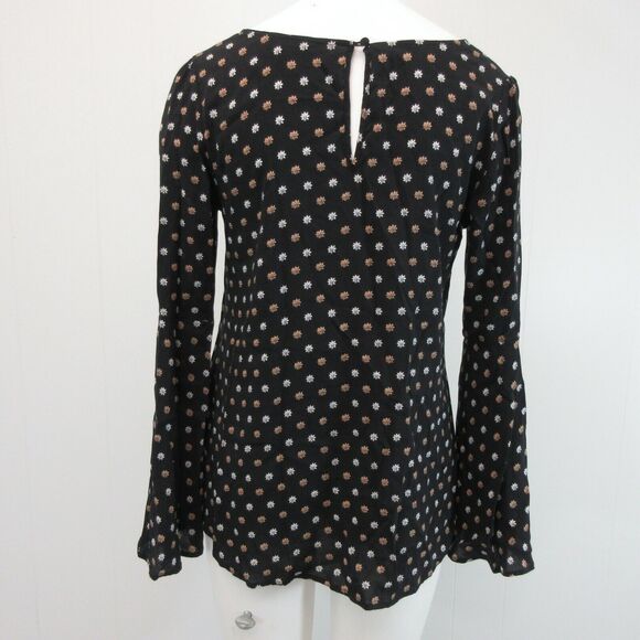 Express Womens Size Small Boho Top Black Lightweight Bell Sleeve 60s Style - Picture 4 of 11